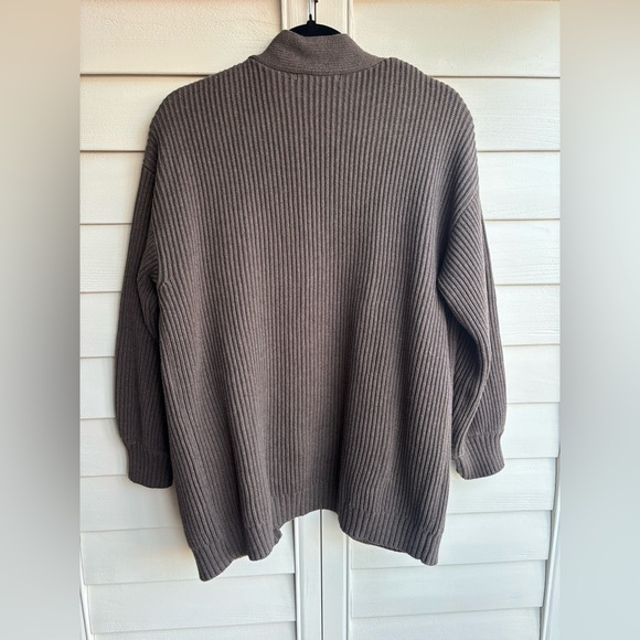 Quince Brown Cotton Oversized Cardigan - Picture 2 of 13